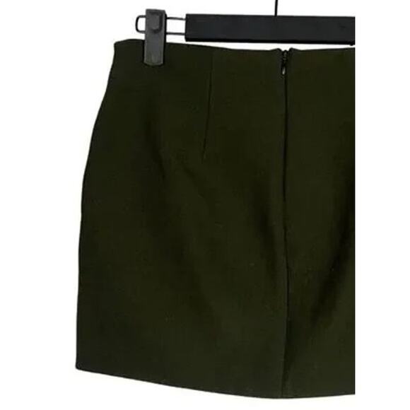 Zara Draped Wrap Look Mini Lined Skirt Back Zip Up Pockets XS Olive Green #3913 - Picture 10 of 15